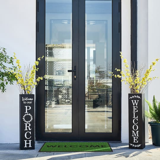 Glitzhome® 30" Black Wood Boxed Welcome Porch Sign